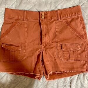 Democracy Orange Cargo Shorts with Utility Design